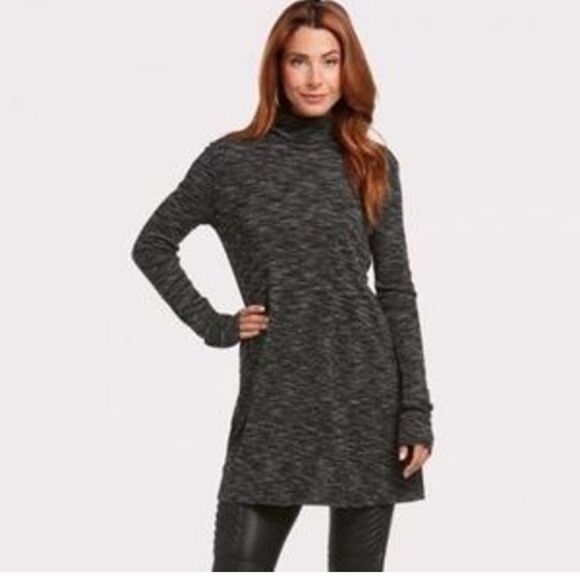 We The Free People Gray Ribbed Turtleneck Stonecold Tunic Top - Picture 2 of 6